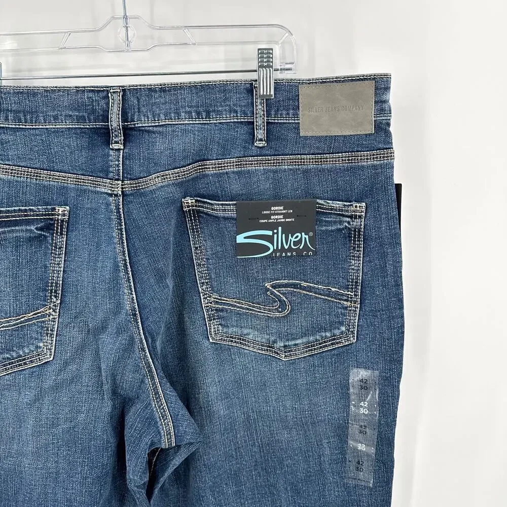 Silver Jeans Co Gordie Relaxed Fit Straight Jeans in Indigo Size 42x30